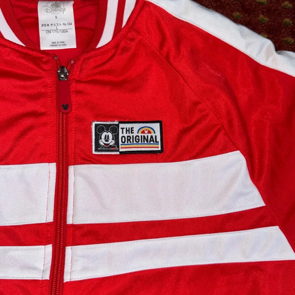 Disney Mickey Mouse Track Jacket Mens S Red Excellent Retro 1928 Burbank Zip Up